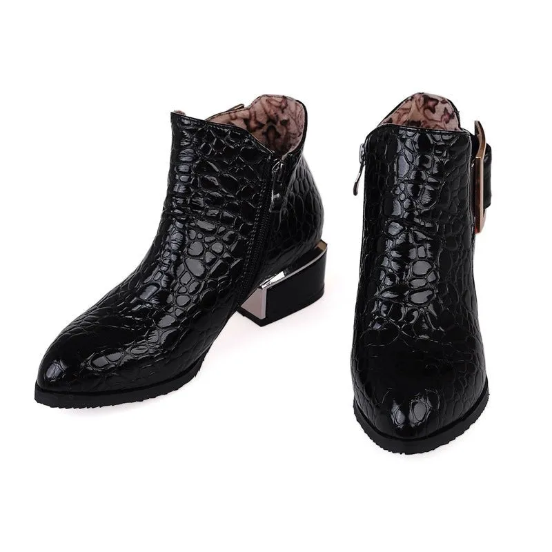 AlliLux Pointed Toe Alligator Cuban Heel Boots