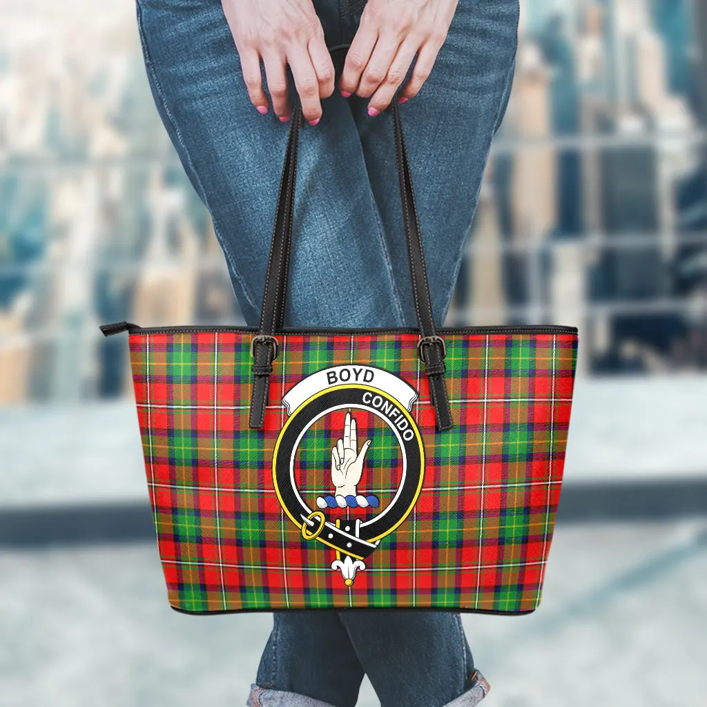 Boyd Tartan Leather Tote Bag with Family Crest