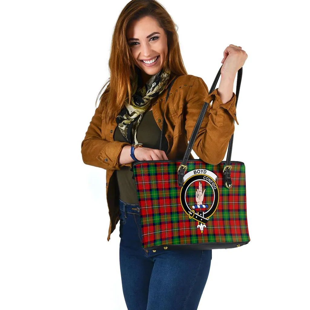Boyd Tartan Leather Tote Bag with Family Crest