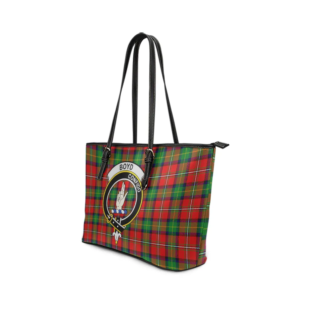 Boyd Tartan Leather Tote Bag with Family Crest