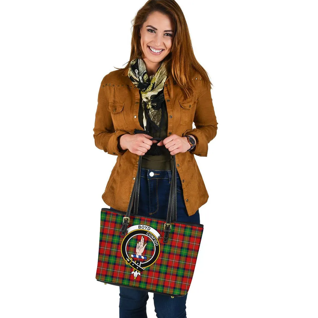 Boyd Tartan Leather Tote Bag with Family Crest