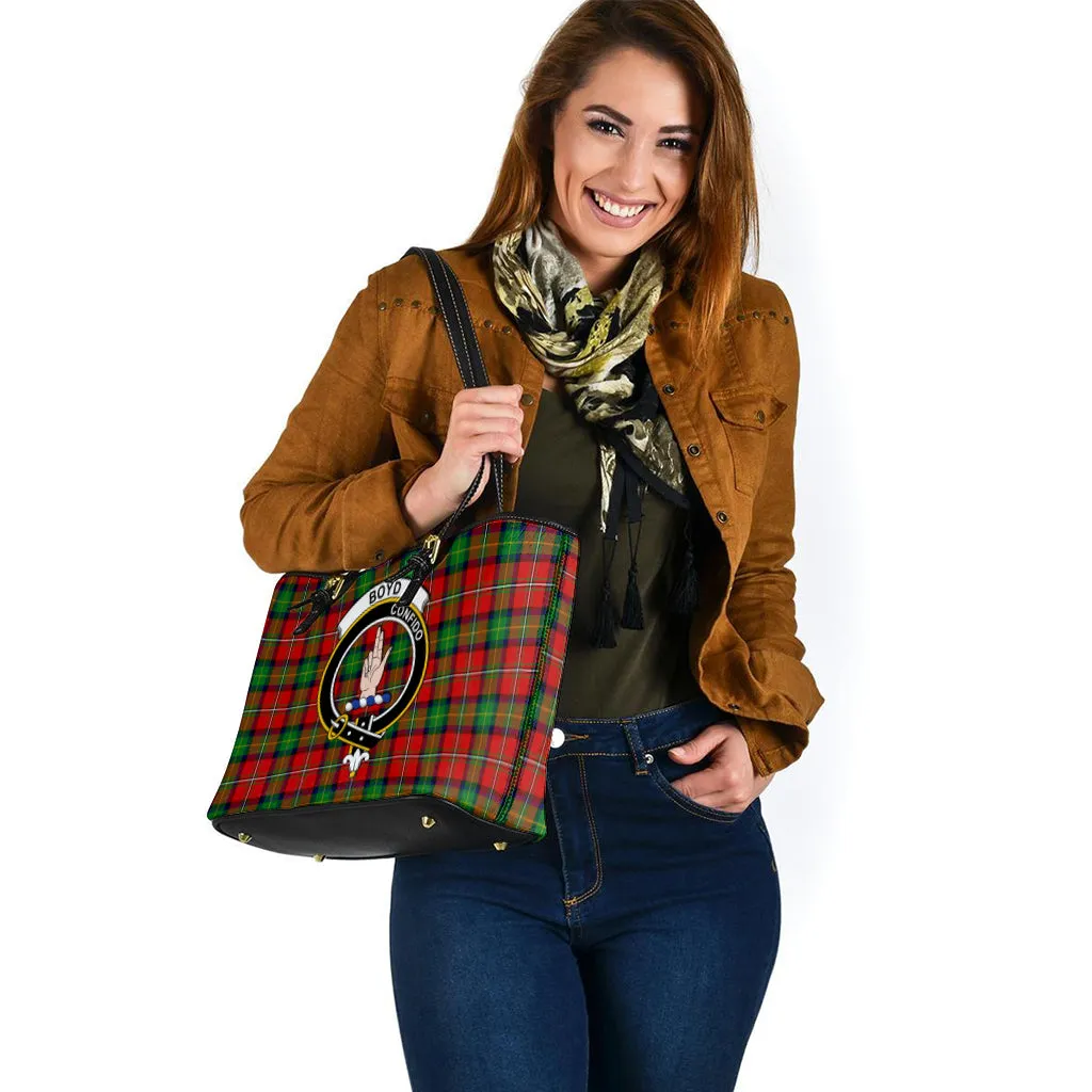 Boyd Tartan Leather Tote Bag with Family Crest
