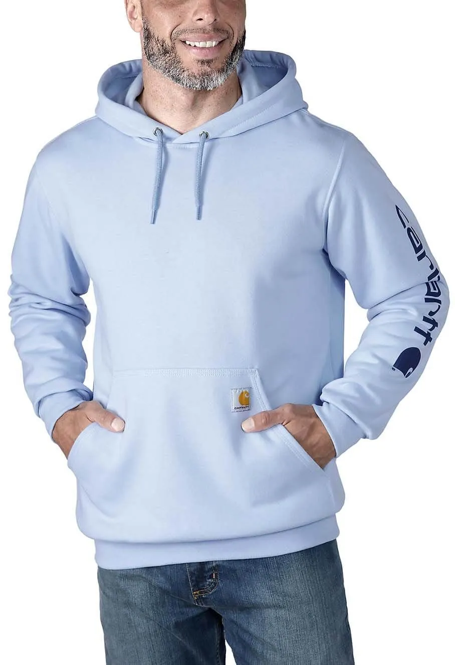 Carhartt&#x20;Hoodie&#x20;Logo&#x20;Sleeve&#x20;Loose&#x20;Fit&#x20;K288&#x20;-&#x20;FOG&#x20;Blue