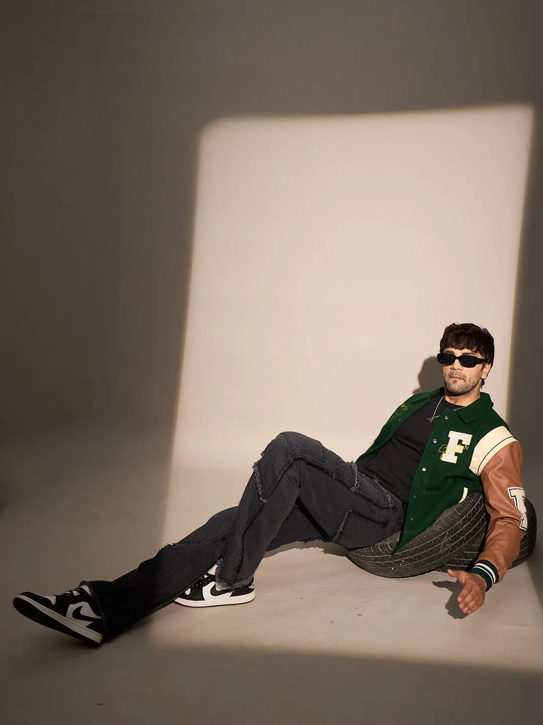 Green Statement Woollen Varsity Jacket