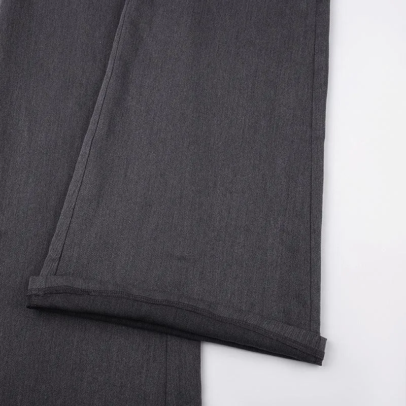 Grey High-Waisted Flared Pants