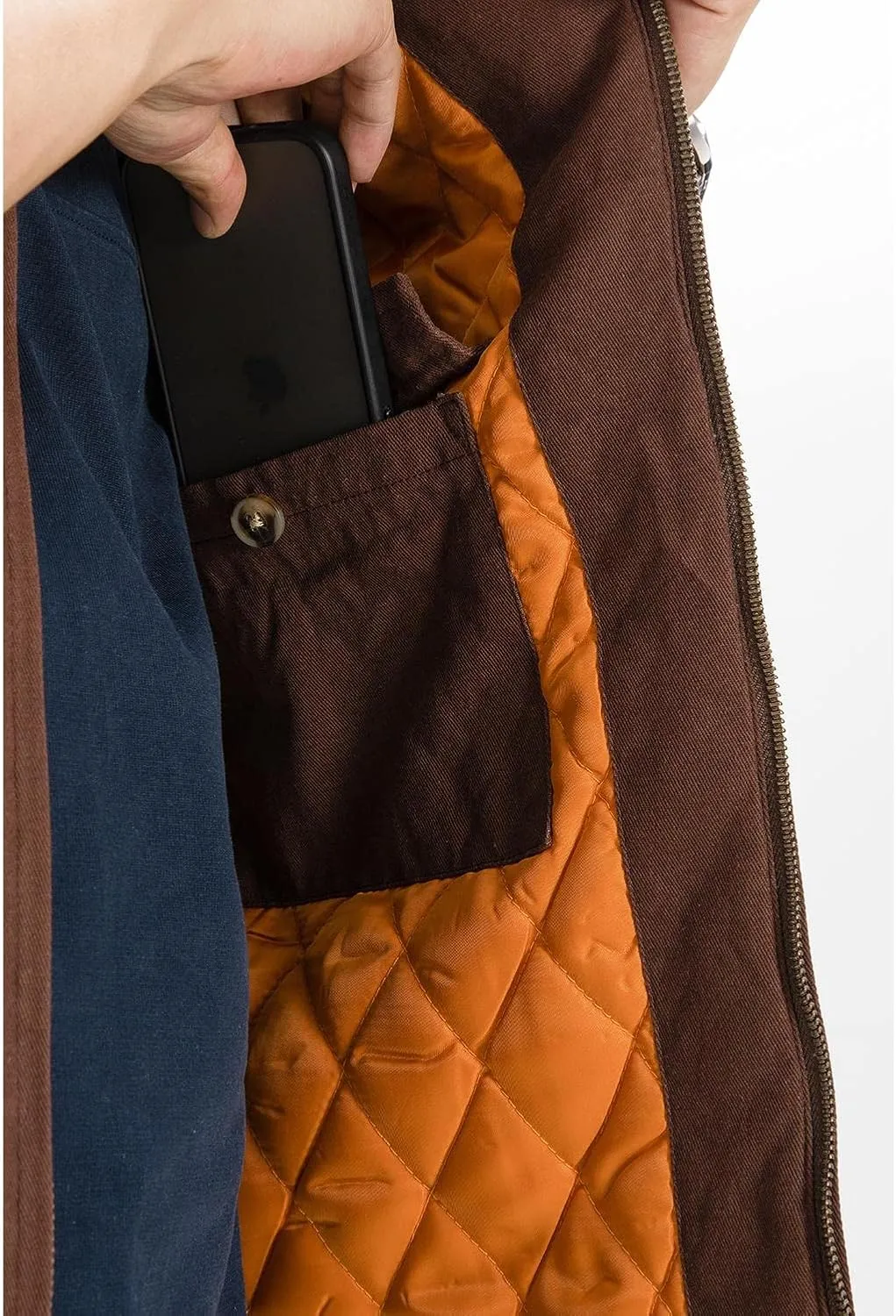 Lisskolo Men's Quilted Lined Vest Washed Canvas Winter Warm Outdoor Hunting Work Utility Travel Vest Jacket