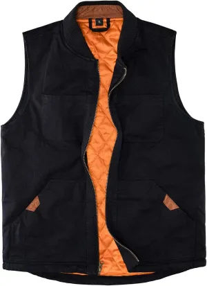 Lisskolo Men's Quilted Lined Vest Washed Canvas Winter Warm Outdoor Hunting Work Utility Travel Vest Jacket