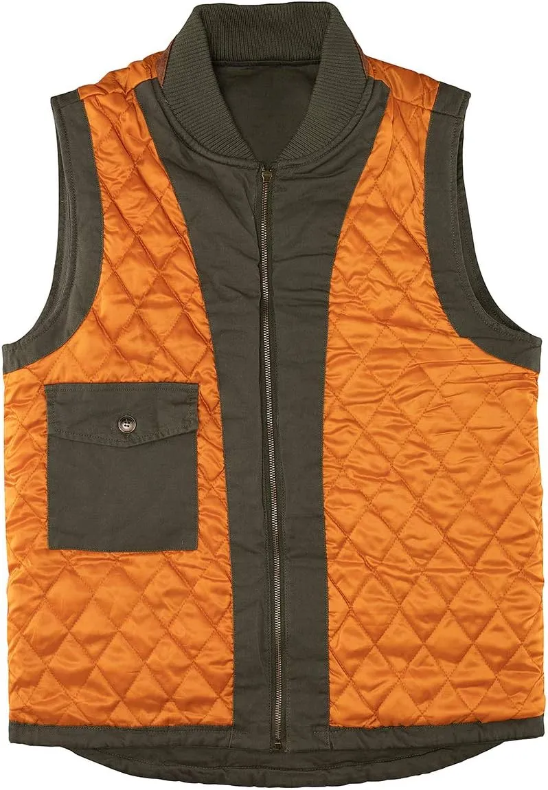 Lisskolo Men's Quilted Lined Vest Washed Canvas Winter Warm Outdoor Hunting Work Utility Travel Vest Jacket