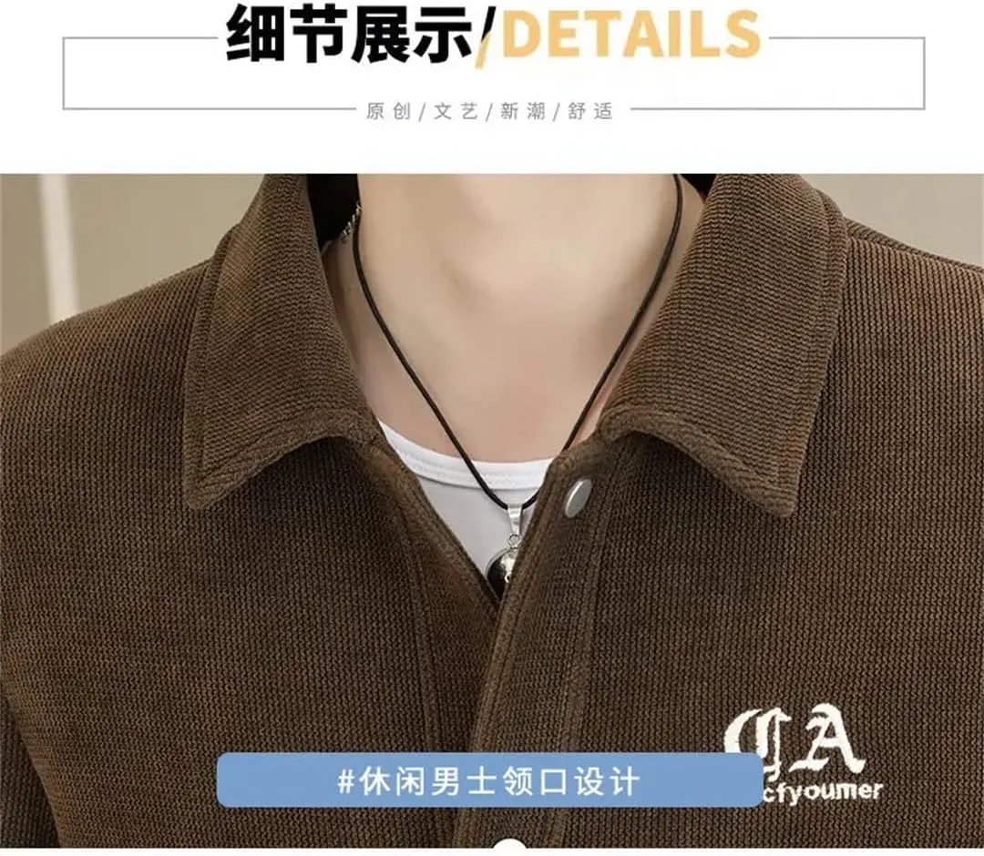 Men Corduroy Jacket For Slim Fit Casual Business Lapel Office Social Outwear