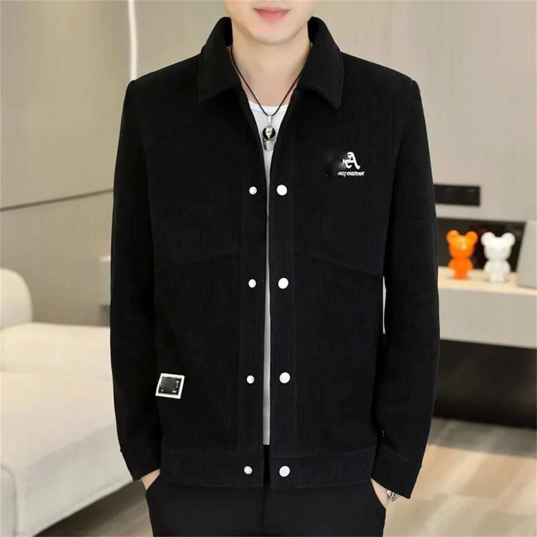Men Corduroy Jacket For Slim Fit Casual Business Lapel Office Social Outwear