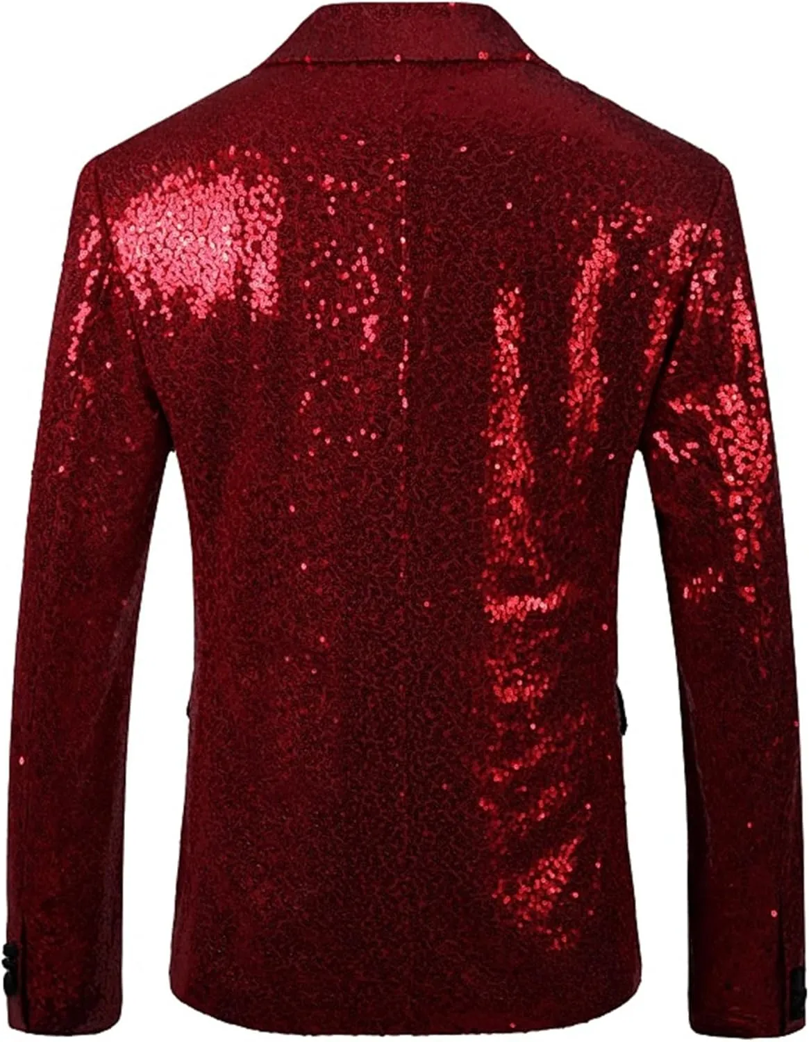 Mens Shiny Sequin Blazer Business One Button Suit Jacket Sport Coat Shawl Lapel Tuxedo Party Dinner Prom