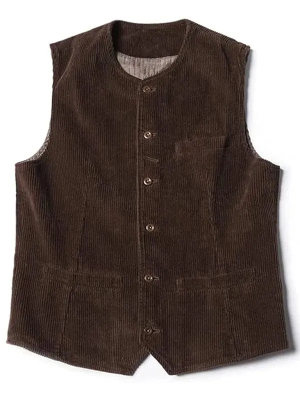Men's Solid Color Casual V-neck Slim Retro Vest