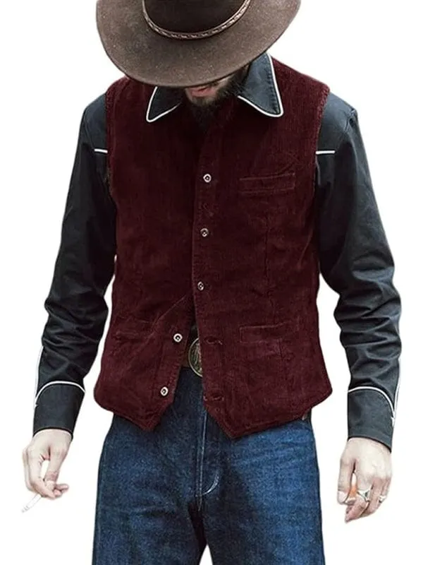 Men's Solid Color Casual V-neck Slim Retro Vest
