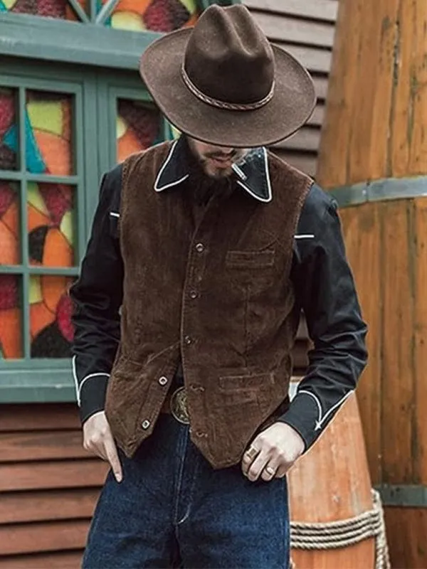 Men's Solid Color Casual V-neck Slim Retro Vest