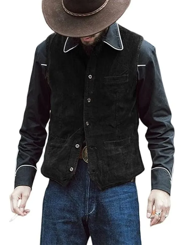 Men's Solid Color Casual V-neck Slim Retro Vest