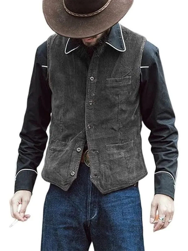 Men's Solid Color Casual V-neck Slim Retro Vest