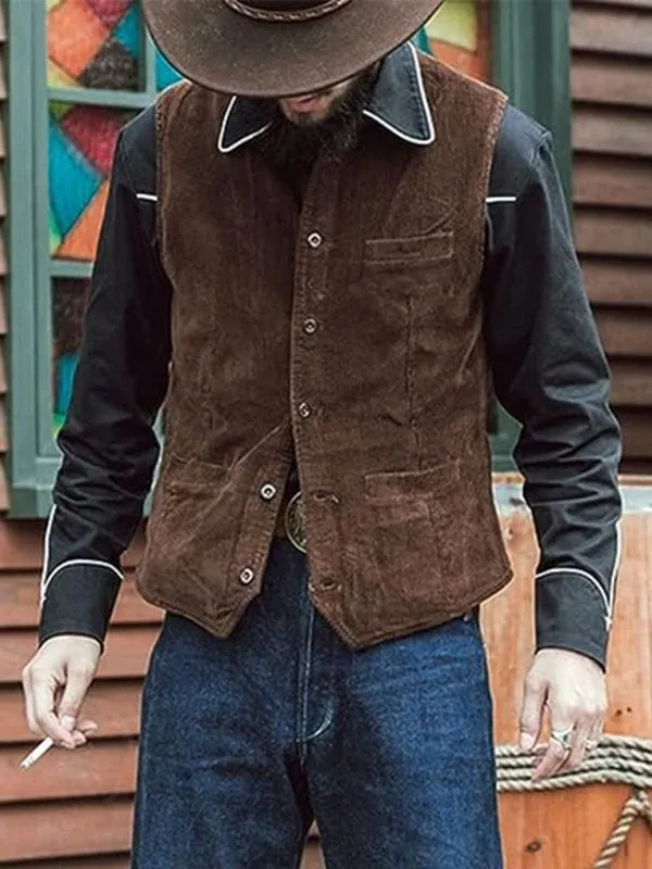 Men's Solid Color Casual V-neck Slim Retro Vest