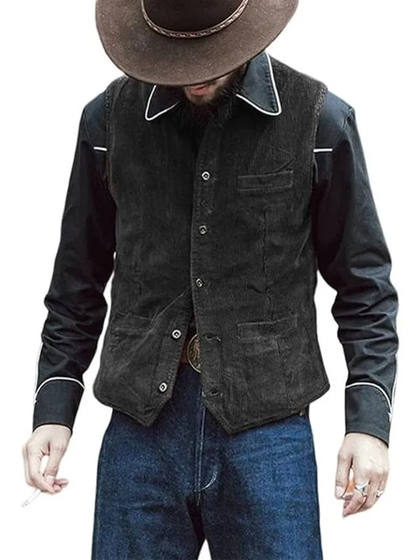 Men's Solid Color Casual V-neck Slim Retro Vest