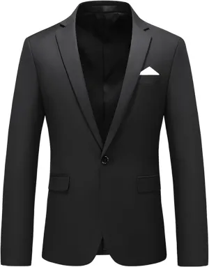 Men's Suit Jacket One Button Elegant Solid Blazer Sport Coats Slim Fit Single Breasted Party Blazer Jacket