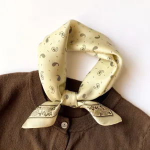 Pale Yellow Paisley Silk Scarf/100% mulberry Silk Scarf/Silk head scarf/Silk hair scarf/Silk neck scarf/Silk bandana/Bag Accessory/Gift for her