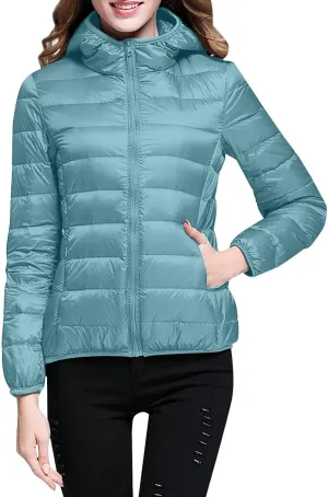 Puffer Jacket Womens 2024 Winter Warm Long Sleeve Packable Down Jacket Lightweight Fashion Hooded Puffer Coat Outwear
