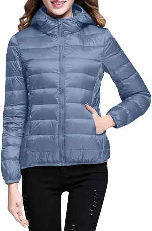 Puffer Jacket Womens 2024 Winter Warm Long Sleeve Packable Down Jacket Lightweight Fashion Hooded Puffer Coat Outwear