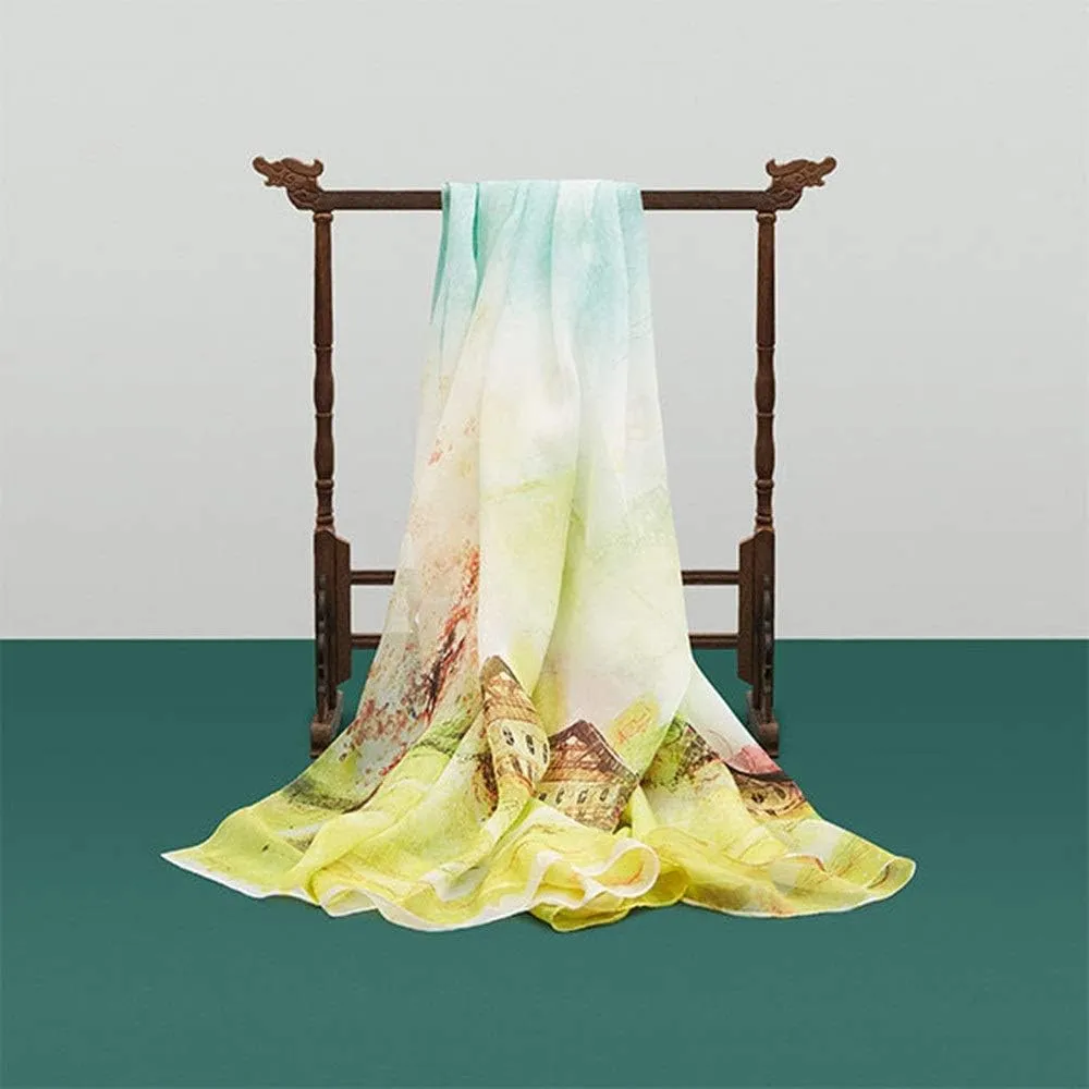Square Large Neck Scarf Woman's Silk Scarf Long Shawls for Women Digital Printed Neck Scarf Soft Lightweight