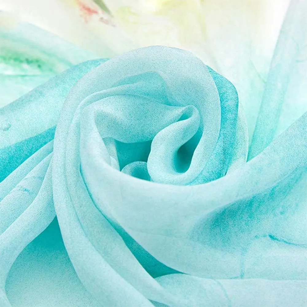 Square Large Neck Scarf Woman's Silk Scarf Long Shawls for Women Digital Printed Neck Scarf Soft Lightweight