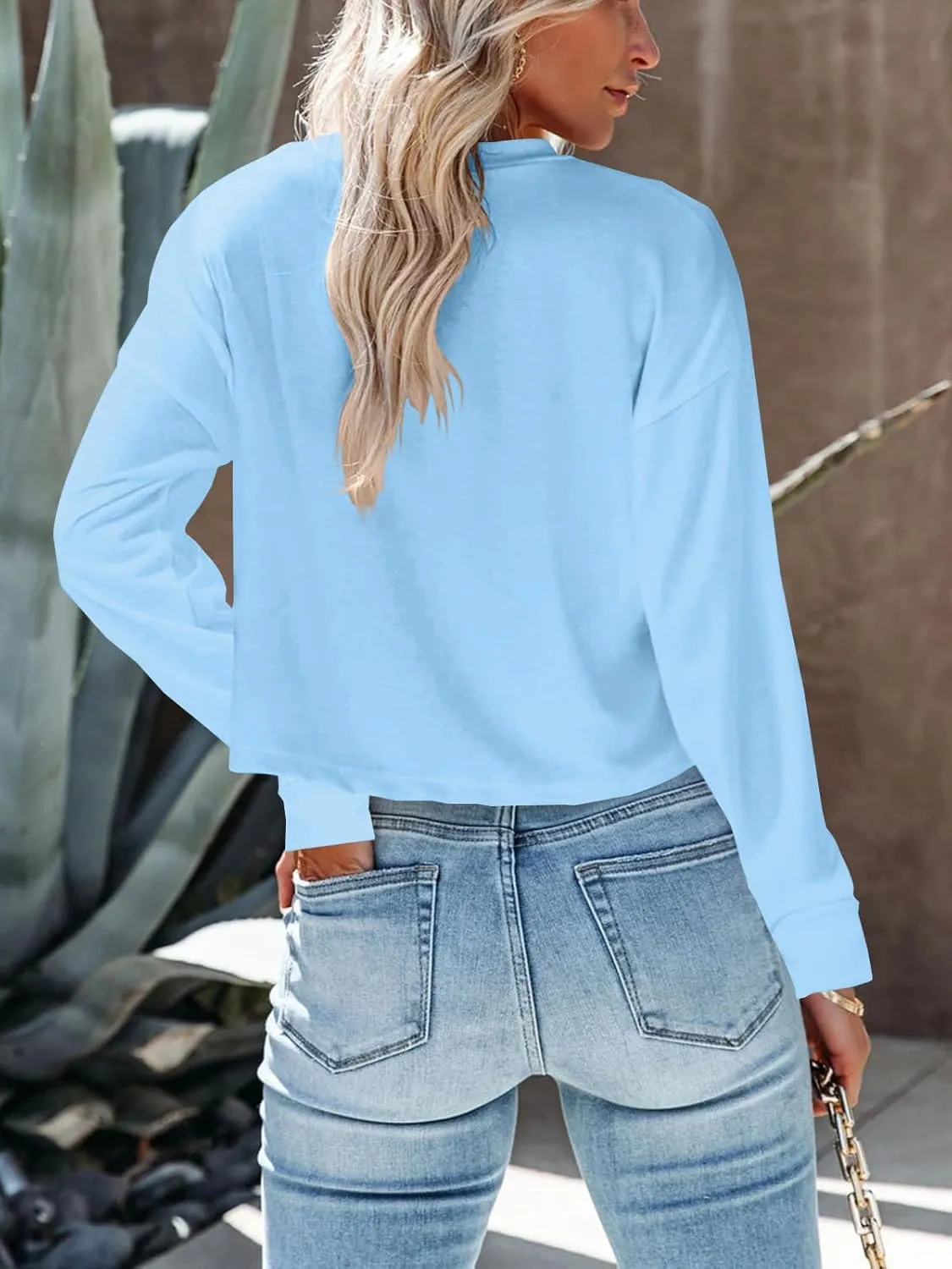 Tankaneo Womens V Neck Cropped T Shirts Casual Summer Crop Tops Half Sleeve Solid Color Crop Baisc Tees