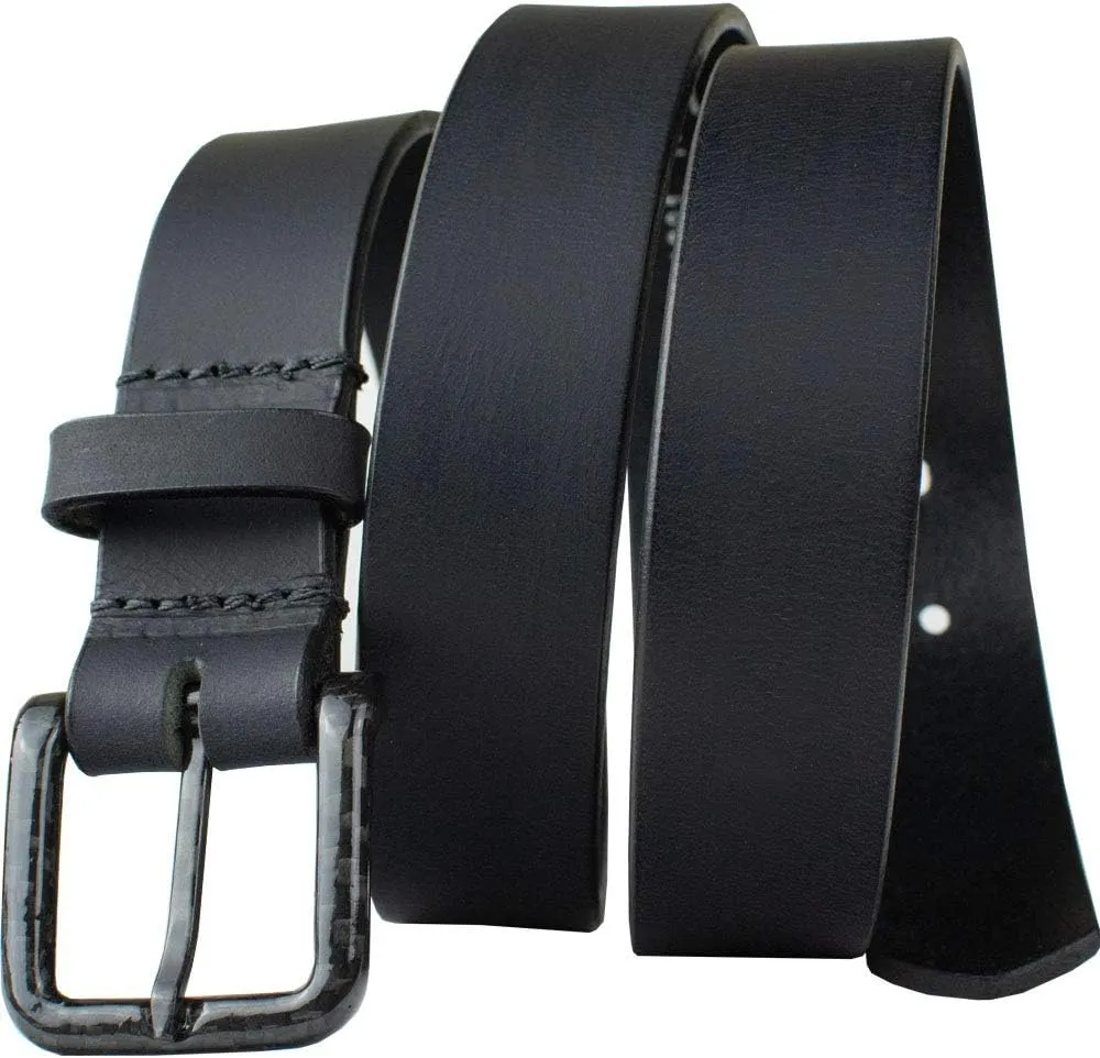 The Specialist Belt - Non-Metal Carbon Fiber Buckle, USA-Made Full Grain Leather, Nickel Free, TSA Friendly