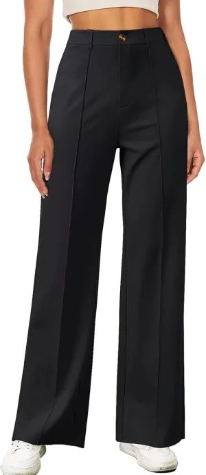 TZLDN Womens Straight Leg Dress Pants High Waisted Work Pants Button Slacks Office Business Casual Dressy Trousers
