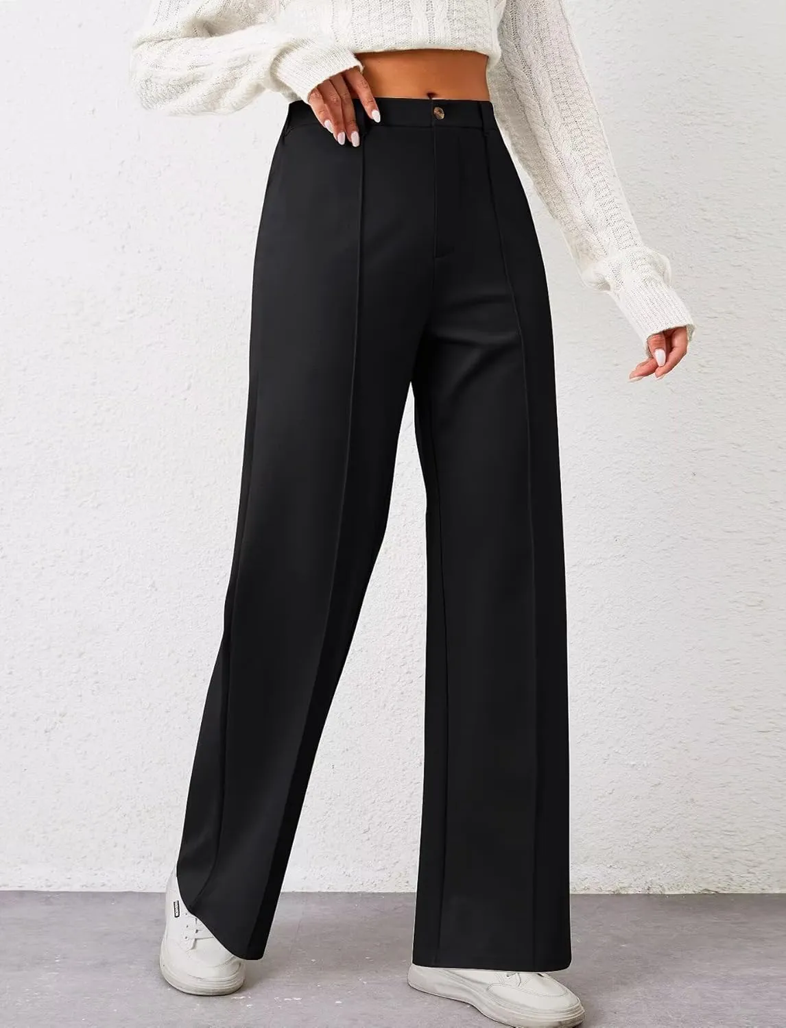 TZLDN Womens Straight Leg Dress Pants High Waisted Work Pants Button Slacks Office Business Casual Dressy Trousers