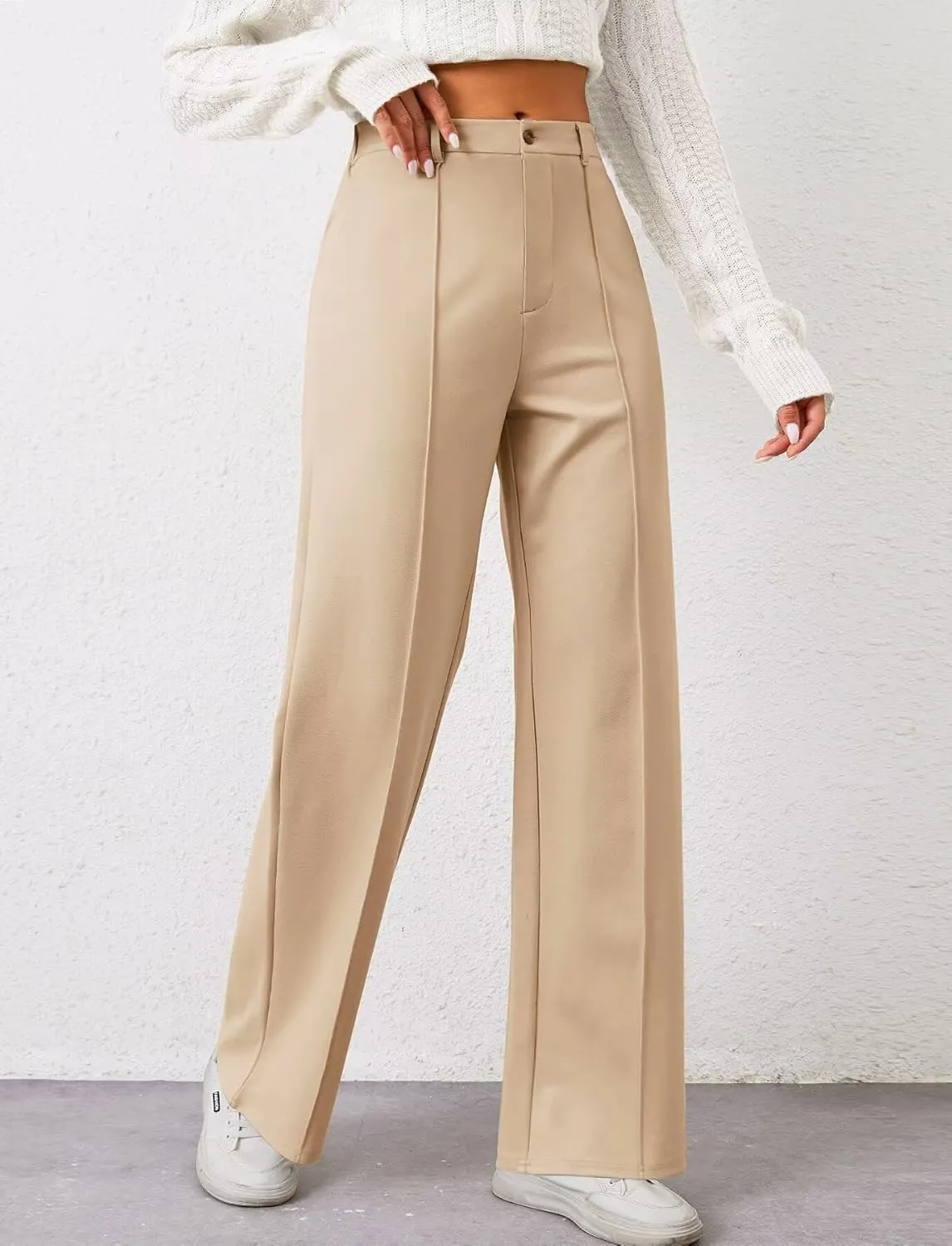 TZLDN Womens Straight Leg Dress Pants High Waisted Work Pants Button Slacks Office Business Casual Dressy Trousers