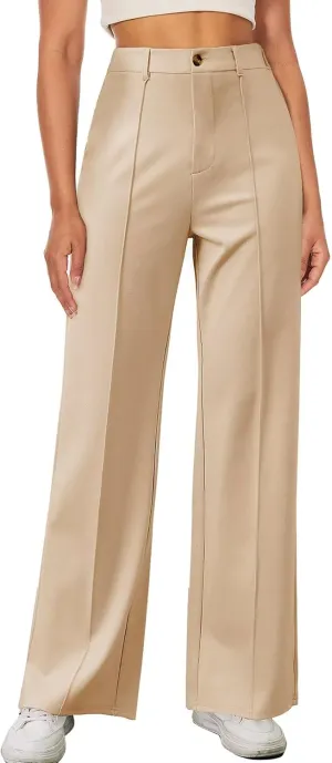 TZLDN Womens Straight Leg Dress Pants High Waisted Work Pants Button Slacks Office Business Casual Dressy Trousers