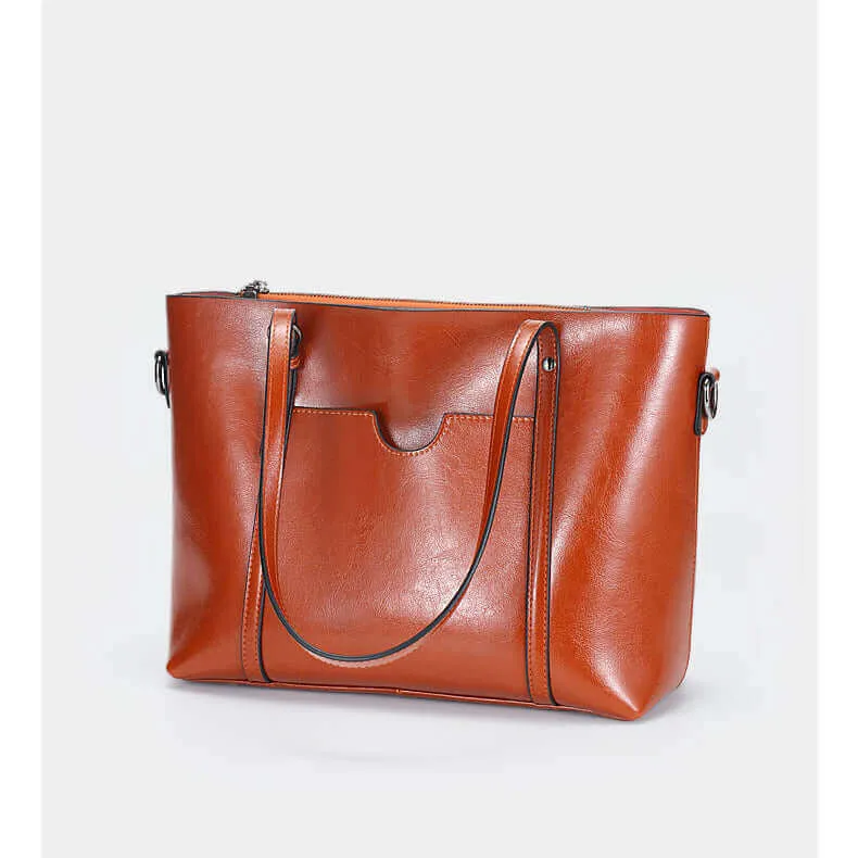 Versatile Leather Handbag - Shoulder Crossbody Tote