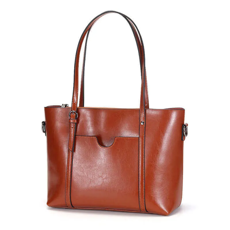 Versatile Leather Handbag - Shoulder Crossbody Tote