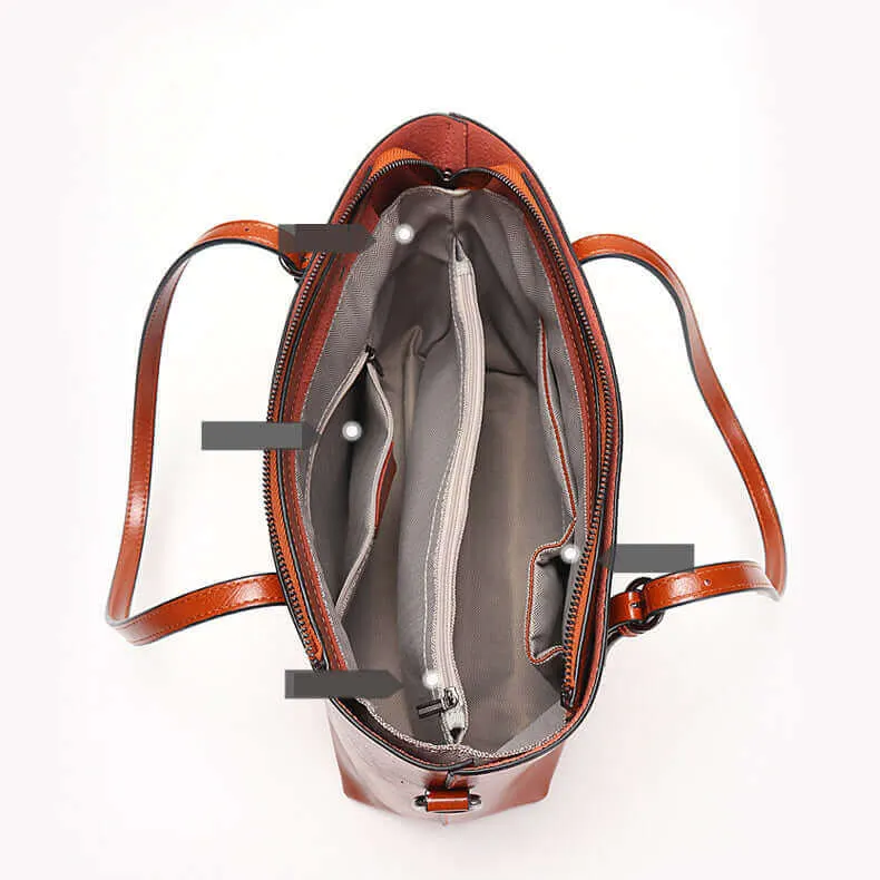 Versatile Leather Handbag - Shoulder Crossbody Tote