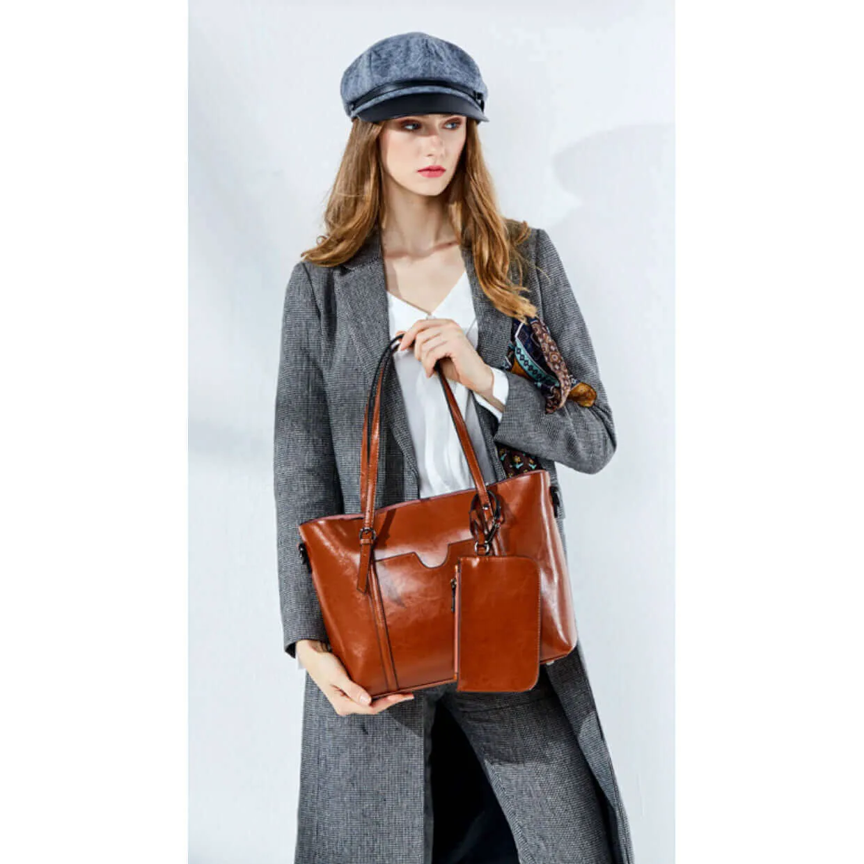 Versatile Leather Handbag - Shoulder Crossbody Tote