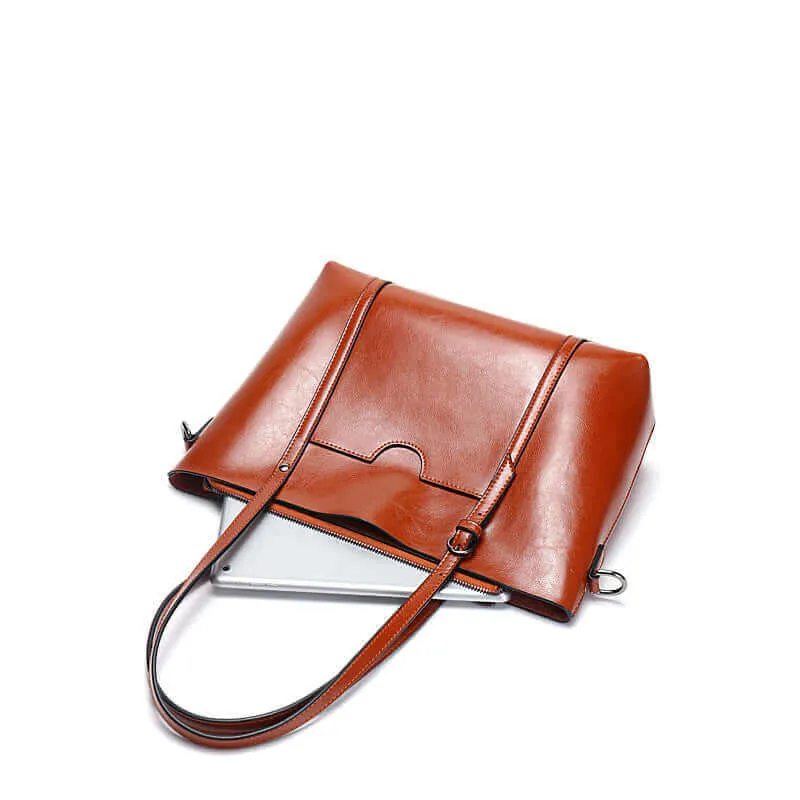 Versatile Leather Handbag - Shoulder Crossbody Tote