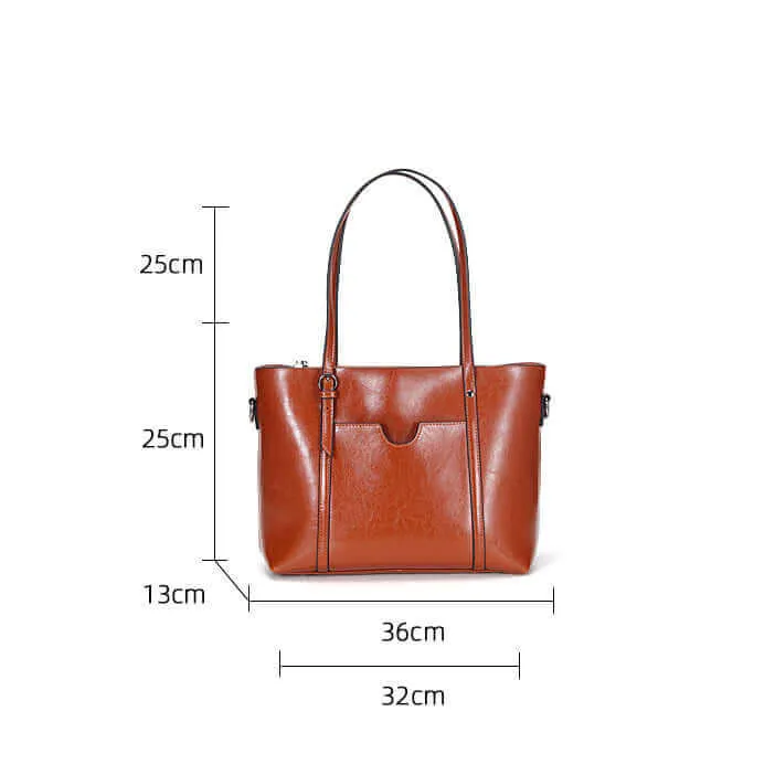 Versatile Leather Handbag - Shoulder Crossbody Tote