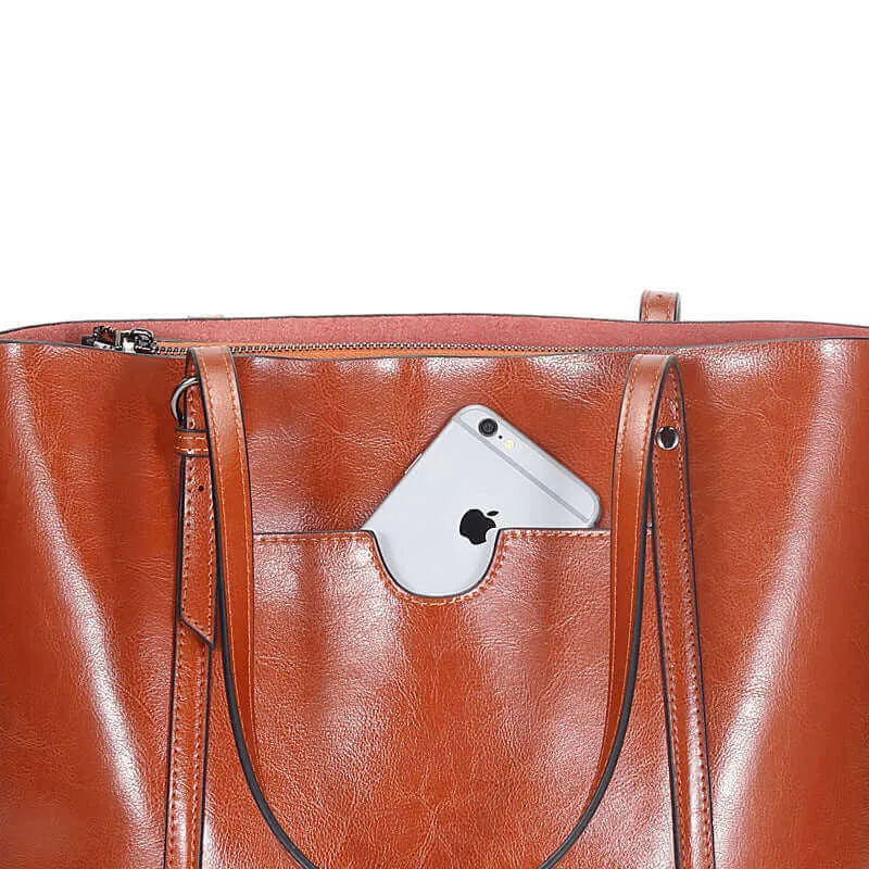 Versatile Leather Handbag - Shoulder Crossbody Tote