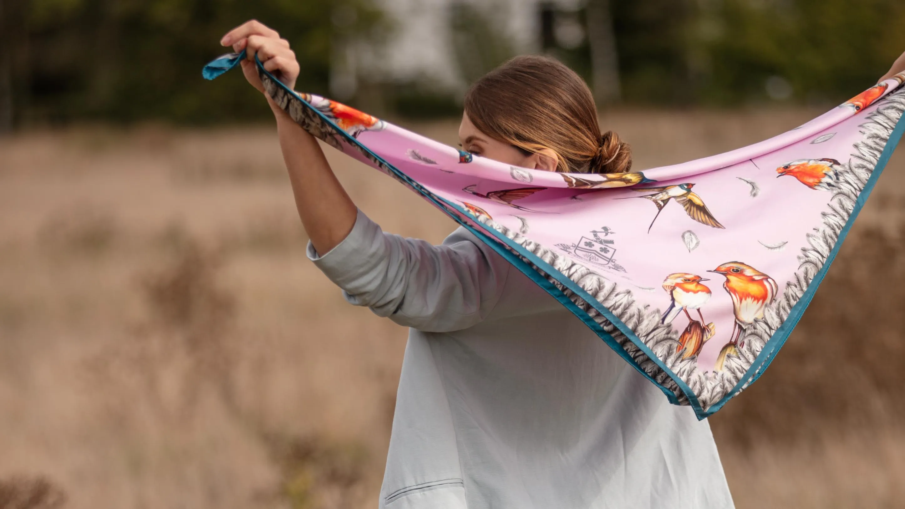 Watching Over Me Heather Large Square Silk Scarf