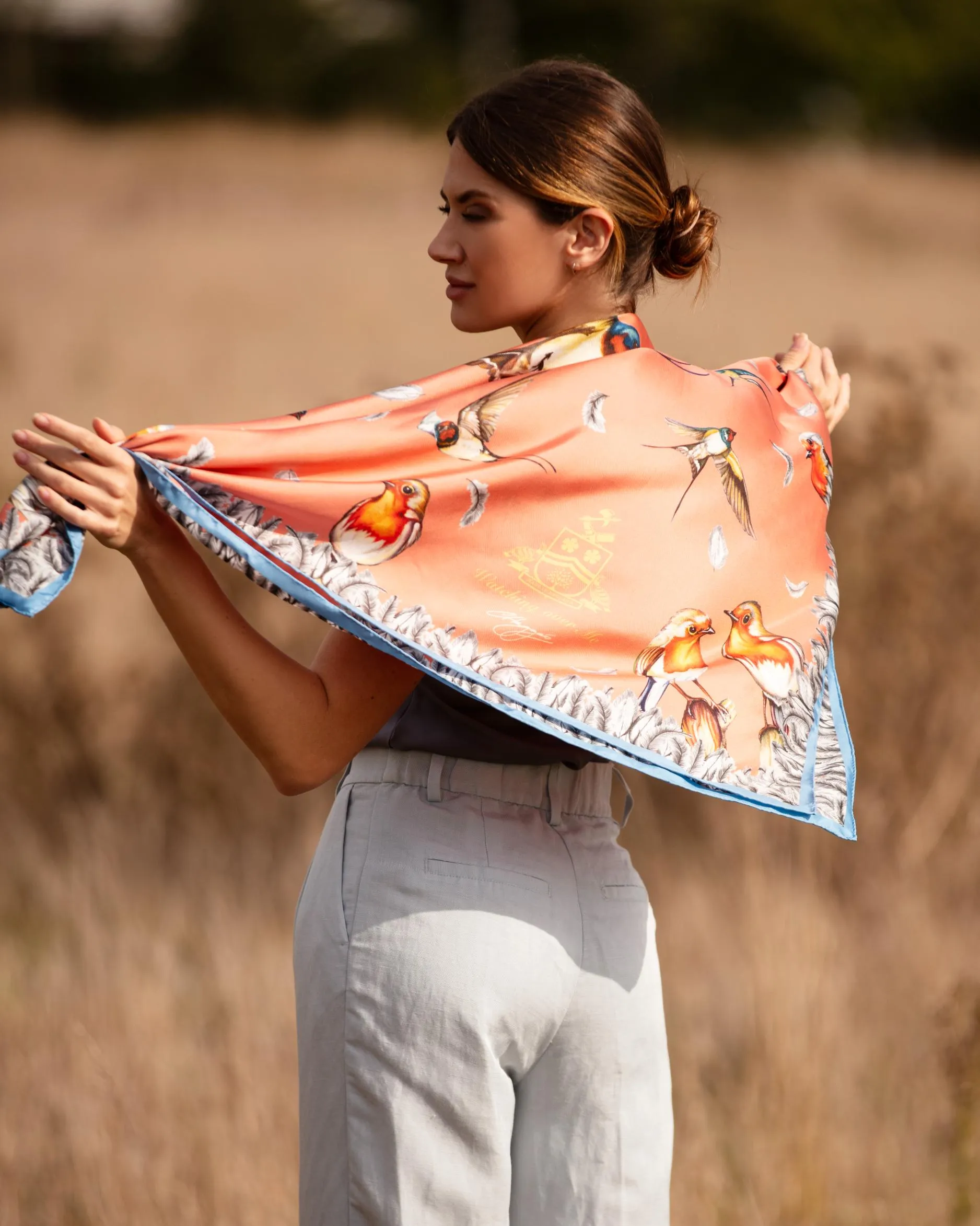 Watching Over Me Sienna Orange Large Square Scarf