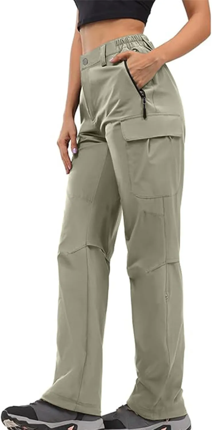 Women's Cargo Pants Outdoor Travel Hiking Pants Casual Lightweight Quick Dry Work Pants Straight Wide Leg Trousers