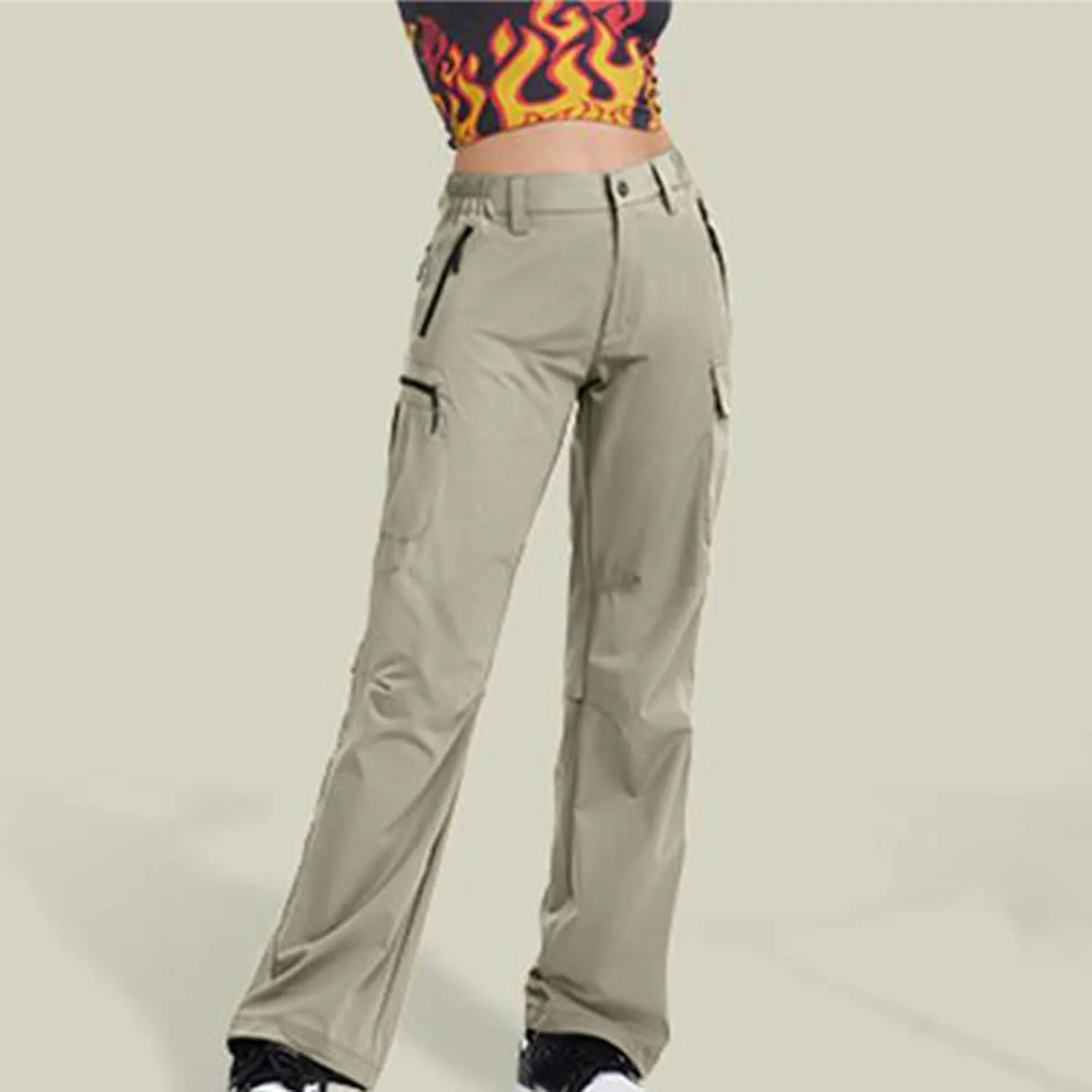 Women's Cargo Pants Outdoor Travel Hiking Pants Casual Lightweight Quick Dry Work Pants Straight Wide Leg Trousers