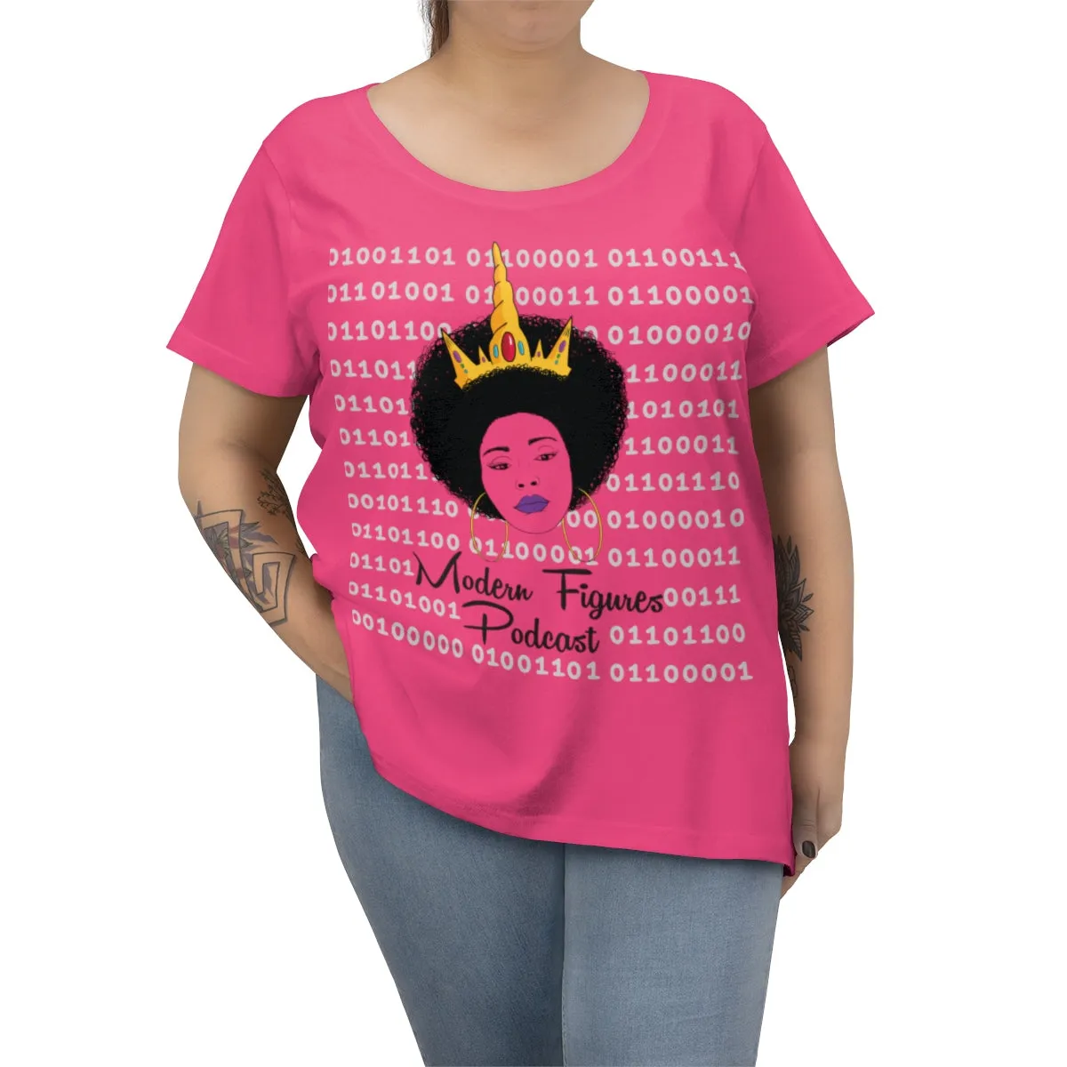 Women's Curvy Tee - Binary - with tagline