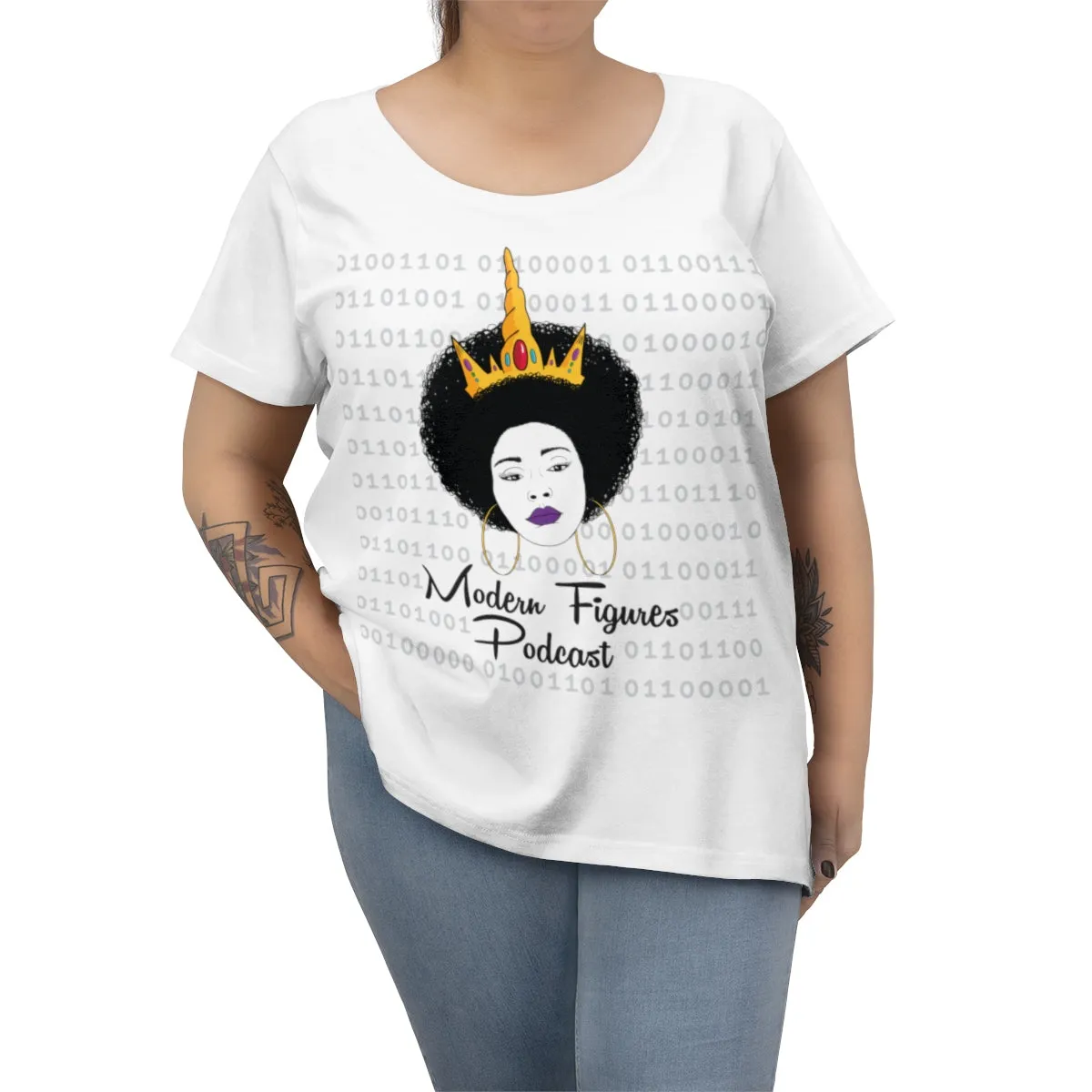 Women's Curvy Tee - Binary - with tagline