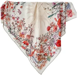 Women's Square Wool Blend Silk Scarf, 33 inches, Double Sides Printed,Luxury Scarf with Gift Box